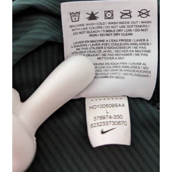 Nike Golf Mens Green Large Golf Polo Dri-Fit Stripes Snap Close Collar - Picture 9 of 12